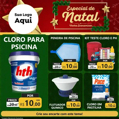Modelo de Rede Social para Feed Facebook com o tema Especial de Natal para Produtos para Piscina
