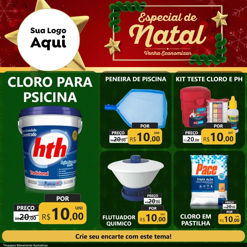 Modelo de Rede Social para Feed Facebook com o tema Especial de Natal para Produtos para Piscina