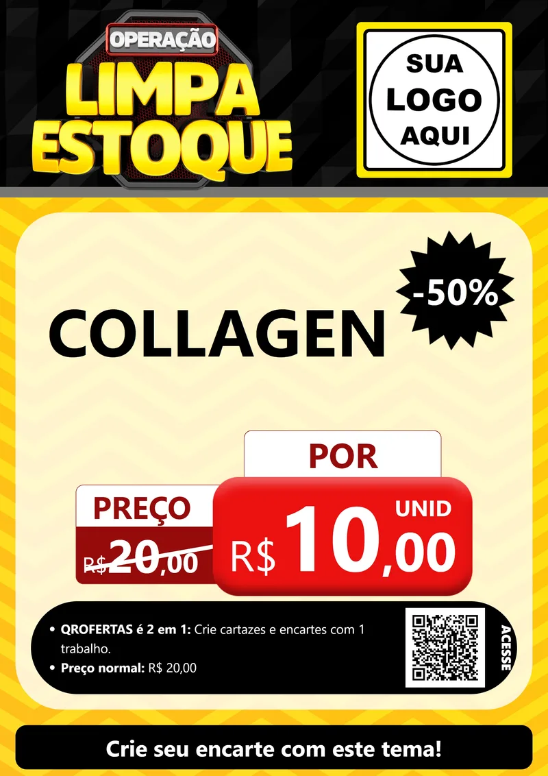 Modelo de Cartaz para Cartaz A4 Vertical com o tema Operação Limpa Estoque para Suplementos alimentares