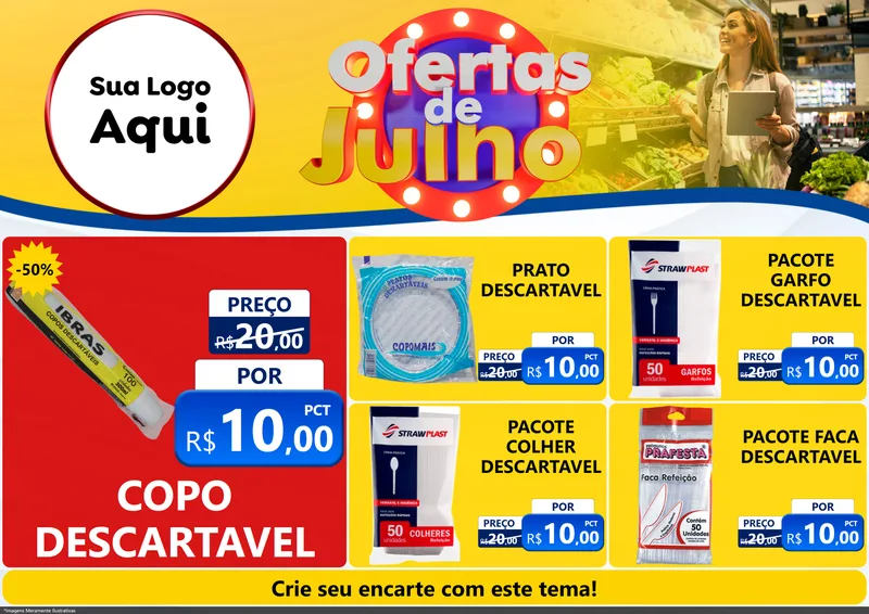 Modelo de Encarte para Encarte A4 Horizontal com o tema Ofertas de Julho para Embalagens