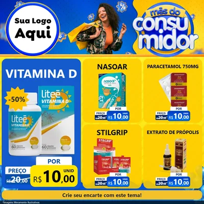 Modelo de Rede Social para Feed Facebook com o tema Mês do Consumidor para Farmácia