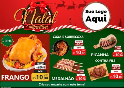 Modelo de Encarte para Encarte A4 Horizontal com o tema Natal Imperdível para Assados