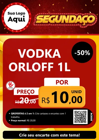 Modelo de Cartaz para Cartaz A4 Vertical com o tema Segundaço para Distribuidora de bebidas