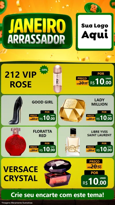 Modelo de TV para TV Vertical com o tema Janeiro Arrasador para Perfumes