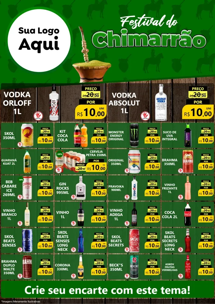 Modelo de Encarte para Encarte A4 Vertical com o tema Festival do chimarrão para Distribuidora de bebidas
