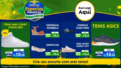 Modelo de TV para TV Horizontal com o tema Ofertas Especiais Feriado da Independência para Calçados