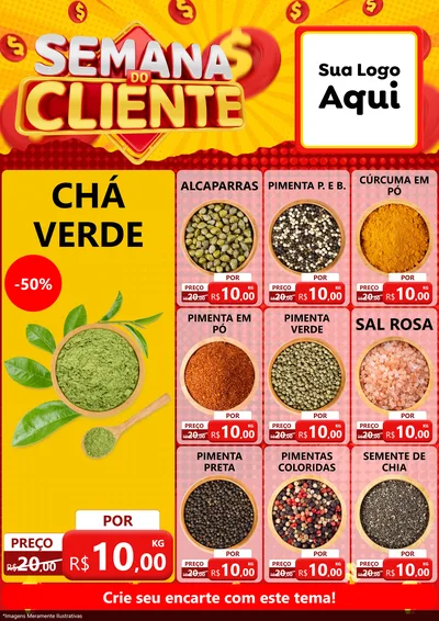 Modelo de Encarte para Encarte A4 Vertical com o tema Semana do Cliente para Produtos Naturais