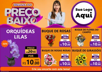 Modelo de Encarte para Encarte A4 Horizontal com o tema Semana do Preço Baixo para Floricultura e jardim