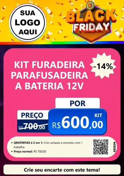 Modelo de Cartaz para Cartaz A4 Vertical com o tema Black Friday para Maquinas e Ferramentas