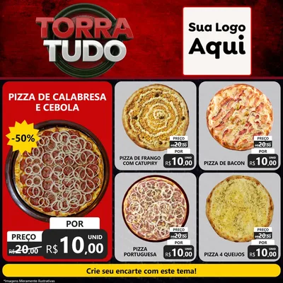 Modelo de Rede Social para Feed Facebook com o tema Torra Tudo para Pizzaria
