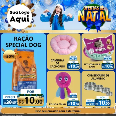 Modelo de Rede Social para Feed Facebook com o tema Ofertas de Natal para Pet Shop