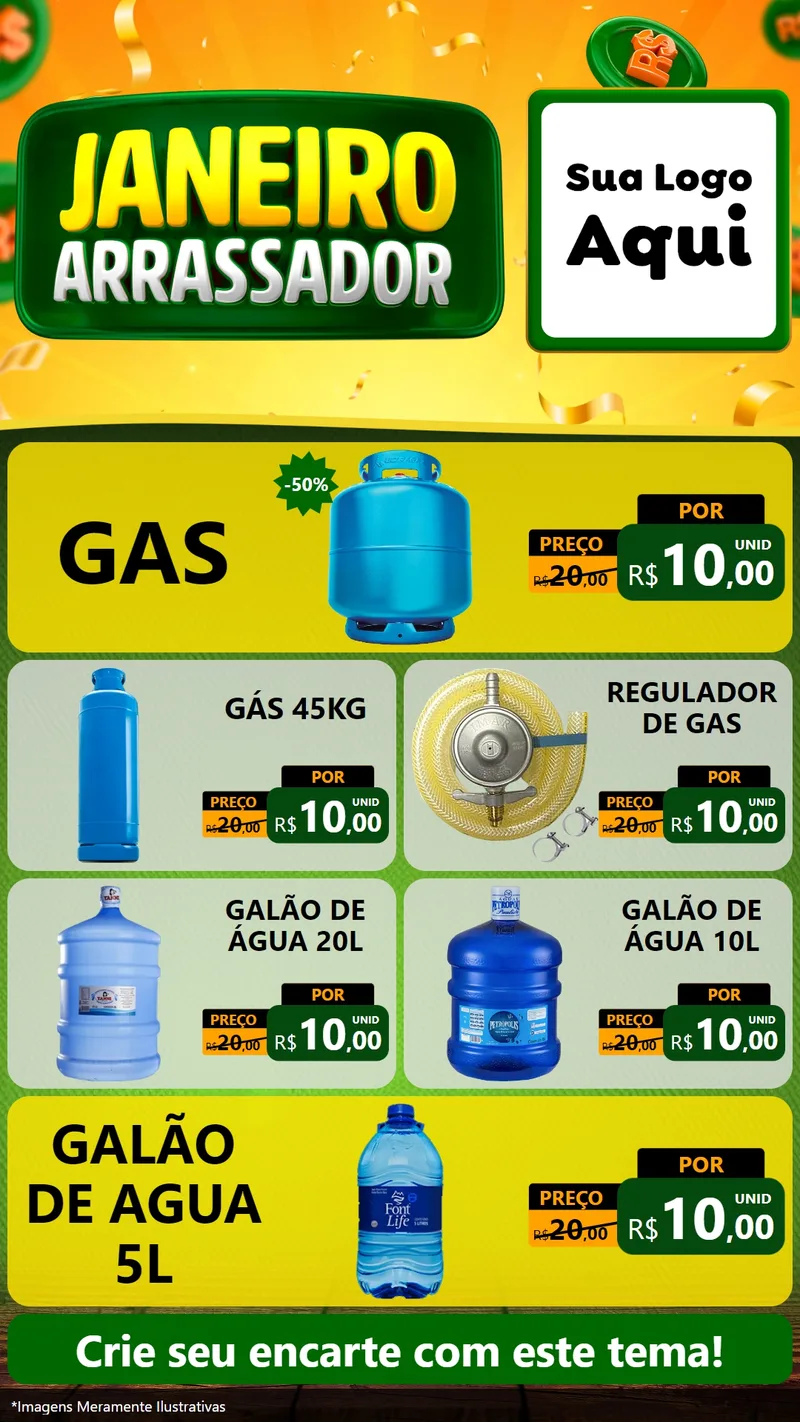 Modelo de TV para TV Vertical com o tema Janeiro Arrasador para Água e gás