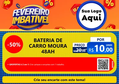 Modelo de Cartaz para Cartaz A4 Horizontal com o tema Fevereiro Imbatível para Baterias Elétricas
