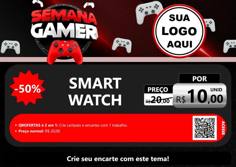 Modelo de Cartaz para Cartaz A4 Horizontal com o tema Semana Gamer para Informática