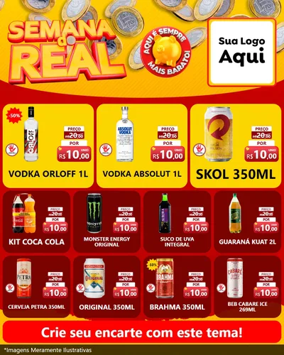 Modelo de Rede Social para Feed Instagram com o tema Semana do Real para Distribuidora de bebidas
