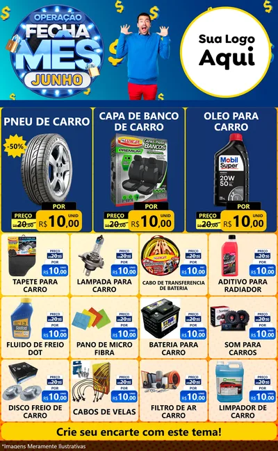 Modelo de Encarte para Encarte Grande com o tema Operação Fecha Mês, Junho para Auto peças