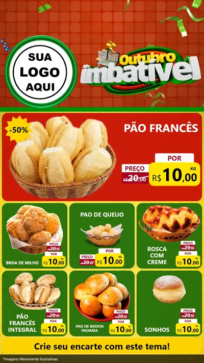 Modelo de Rede Social para Stories com o tema Outubro Imbatível para Padaria