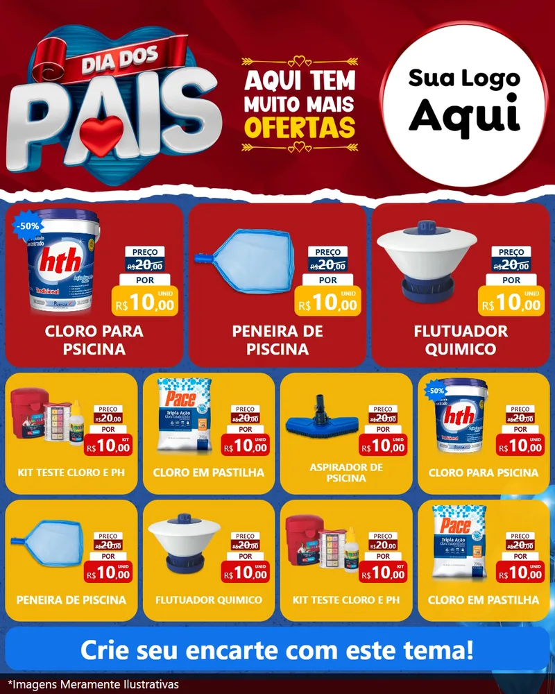 Modelo de Rede Social para Feed Instagram com o tema Dia dos Pais para Produtos para Piscina
