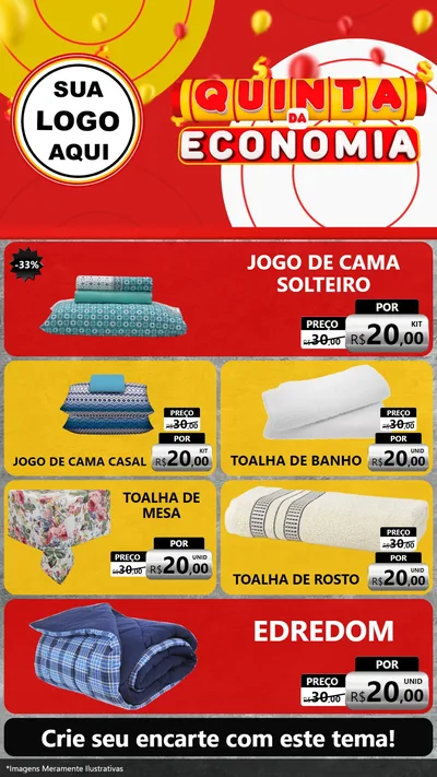 Modelo de TV para TV Vertical com o tema Quinta da Economia para Cama, Mesa e Banho