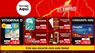 Modelo de TV para TV Horizontal com o tema Ofertas Relâmpago para Farmácia