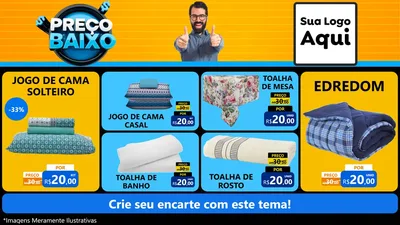 Modelo de TV para TV Horizontal com o tema Preço Baixo para Cama, Mesa e Banho