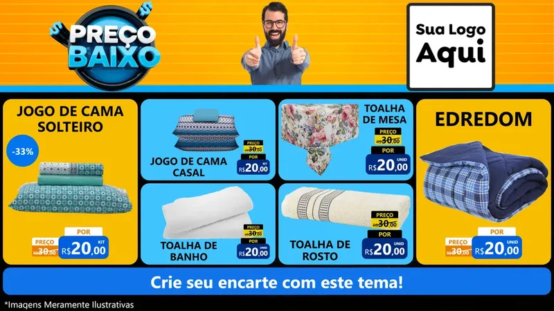 Modelo de TV para TV Horizontal com o tema Preço Baixo para Cama, Mesa e Banho