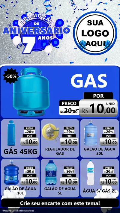 Modelo de Rede Social para Stories com o tema Promoção de Aniversário - 7 Anos para Água e gás