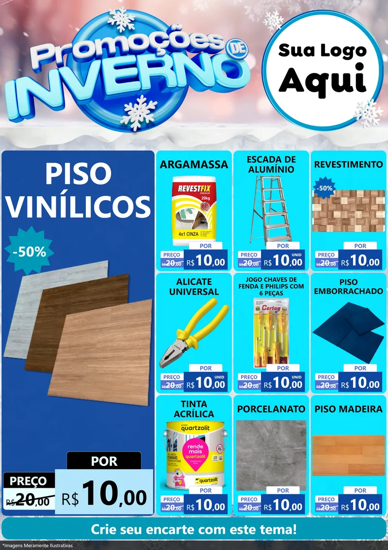 Modelo de Encarte para Encarte A4 Vertical com o tema Promoções de Inverno para Material para Construção