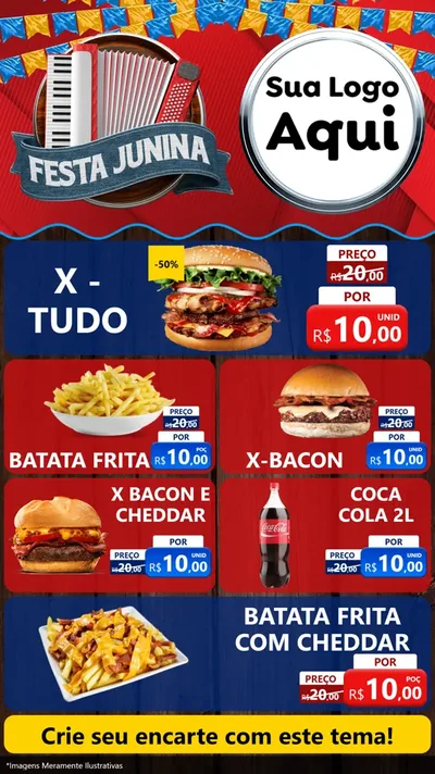 Modelo de TV para TV Vertical com o tema Festa Junina para Hamburgueria