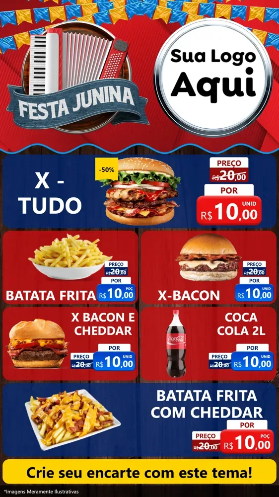 Modelo de TV para TV Vertical com o tema Festa Junina para Hamburgueria