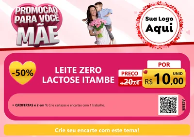 Modelo de Cartaz para Cartaz A4 Horizontal com o tema Promoção Para Você Mãe para Frios e Laticínios