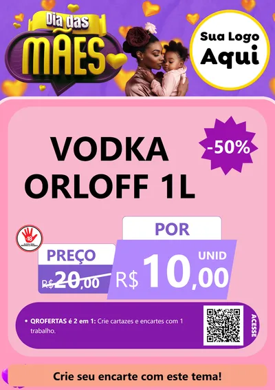 Modelo de Cartaz para Cartaz A4 Vertical com o tema Dia das Mães para Distribuidora de bebidas