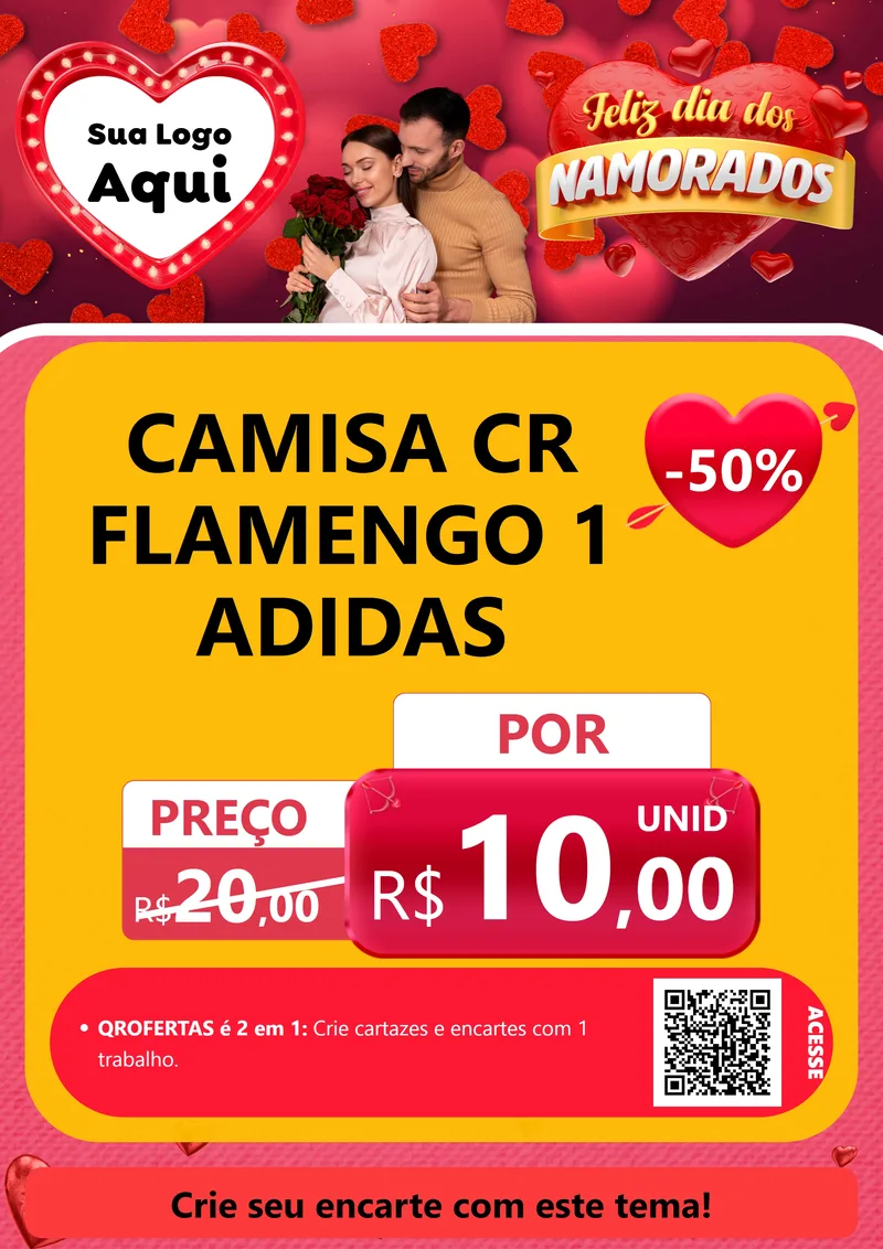 Modelo de Cartaz para Cartaz A4 Vertical com o tema Feliz Dia Dos Namorados para Roupas e acessórios