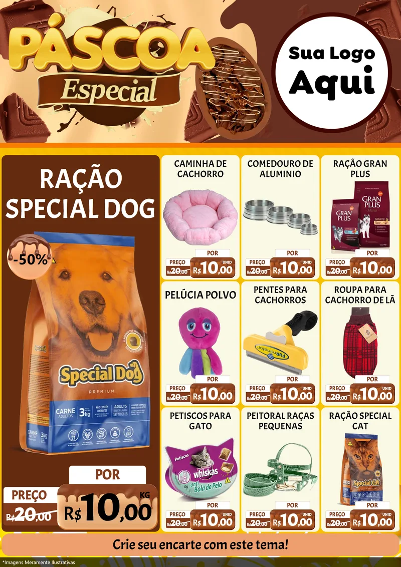 Modelo de Encarte para Encarte A4 Vertical com o tema Páscoa Especial para Pet Shop
