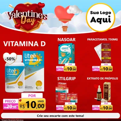 Modelo de Rede Social para Feed Facebook com o tema Valentine's Day para Farmácia
