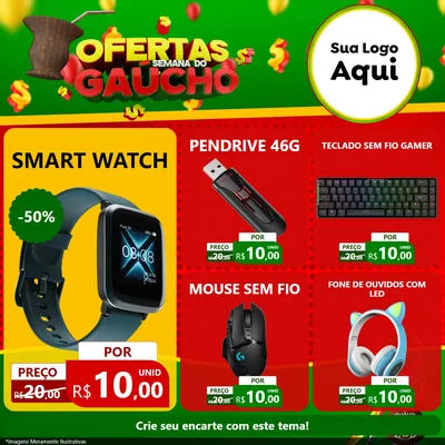 Modelo de Rede Social para Feed Facebook com o tema Ofertas Semana Do Gaúcho para Informática