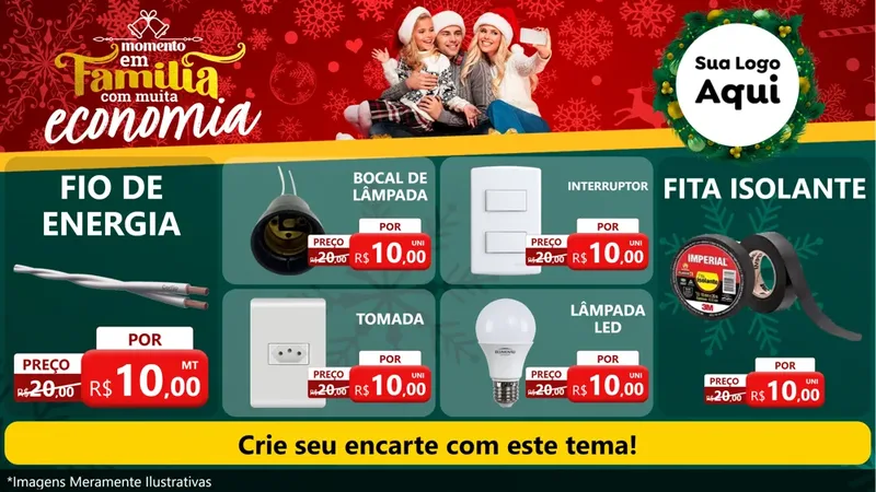 Modelo de TV para TV Horizontal com o tema Momento em Família (Natal) para Materiais Elétricos