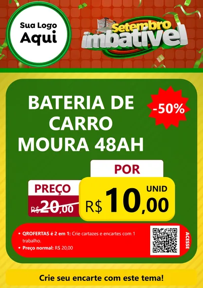 Modelo de Cartaz para Cartaz A4 Vertical com o tema Setembro Imbatível para Baterias Elétricas