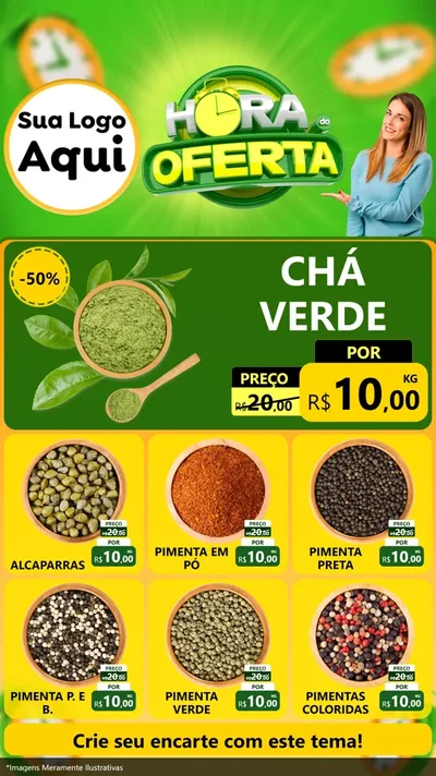 Modelo de Rede Social para Stories com o tema Hora da Oferta para Produtos Naturais
