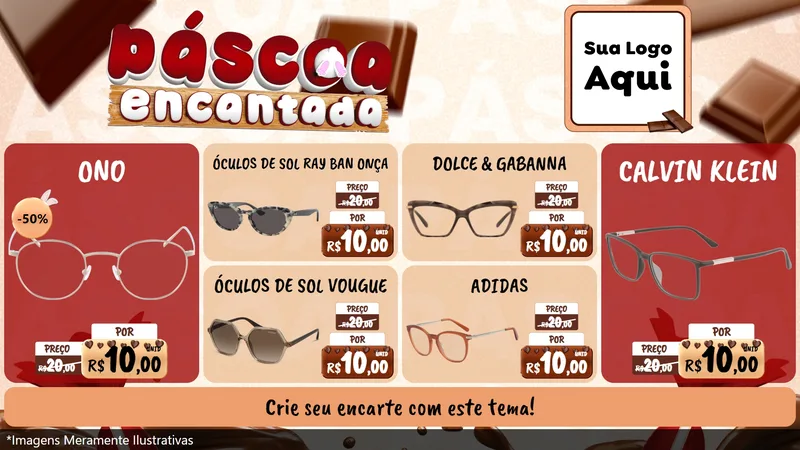 Modelo de TV para TV Horizontal com o tema Páscoa Encantada para Óticas