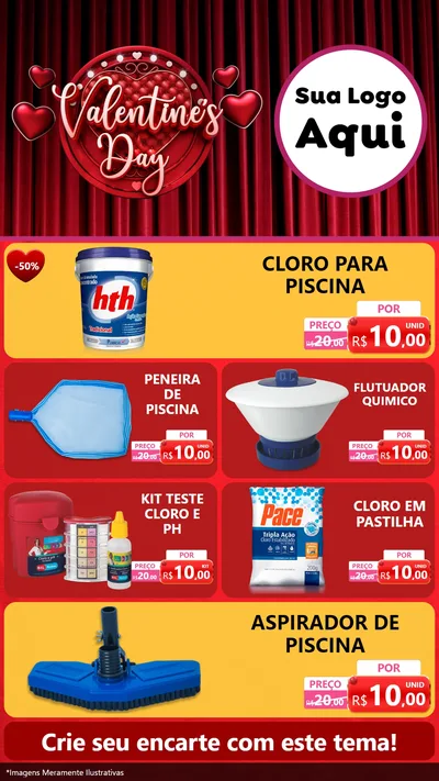 Modelo de TV para TV Vertical com o tema Valentine's Day para Produtos para Piscina