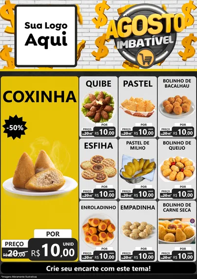 Modelo de Encarte para Encarte A4 Vertical com o tema Agosto imbatível para Salgadaria