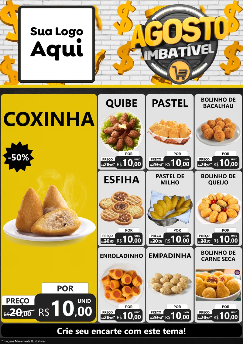 Modelo de Encarte para Encarte A4 Vertical com o tema Agosto imbatível para Salgadaria