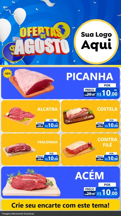 Modelo de TV para TV Vertical com o tema Ofertas de Agosto para Açougue