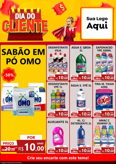 Modelo de Encarte para Encarte A4 Vertical com o tema Dia do Cliente para Produtos de Limpeza