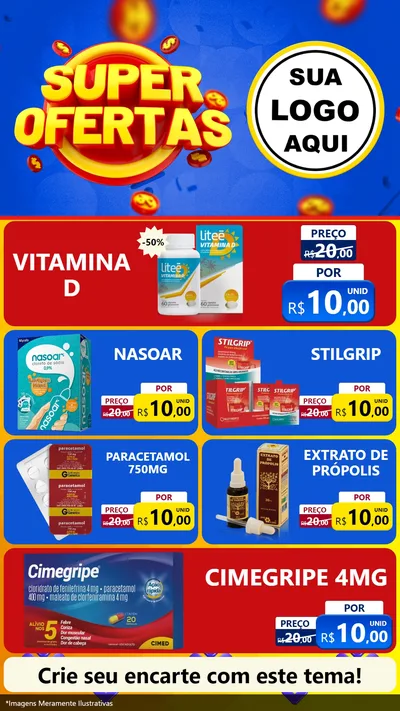 Modelo de TV para TV Vertical com o tema Super Ofertas para Farmácia