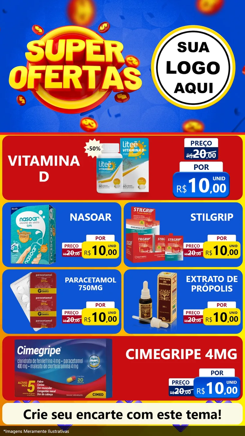 Modelo de TV para TV Vertical com o tema Super Ofertas para Farmácia
