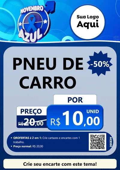 Modelo de Cartaz para Cartaz A4 Vertical com o tema Novembro Azul para Auto peças