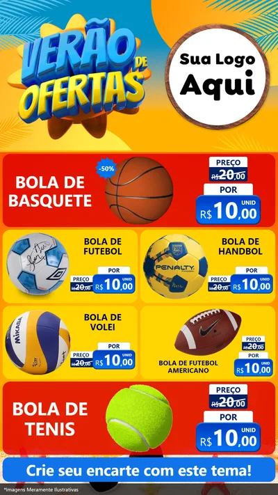 Modelo de TV para TV Vertical com o tema Verão de Ofertas para Artigos Esportivos