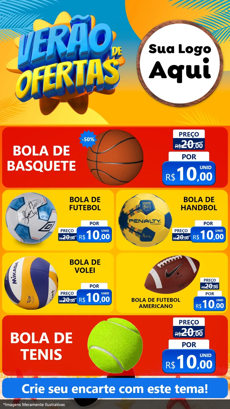 Modelo de TV para TV Vertical com o tema Verão de Ofertas para Artigos Esportivos